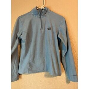 North Face Womens Small 1/4 Zip TKA 100 Fleece Pullover Blue Polyester Thin